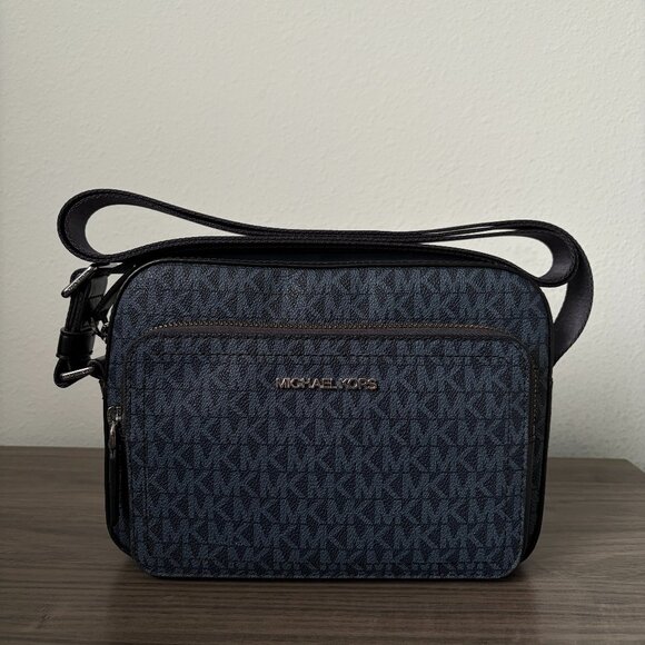 Michael Kors Cooper Signature Logo Crossbody Bag Admiral Blue 37F4LCOC6U